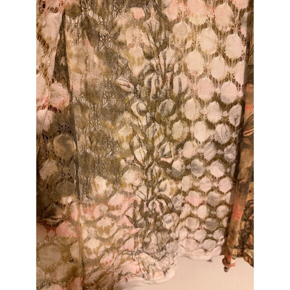 BEAUTIFUL ALBERTO MAKALI GREEN TROPICAL PRINT CARDIGAN SHAWL SWEATER WOMEN SZ ME - Picture 3 of 5